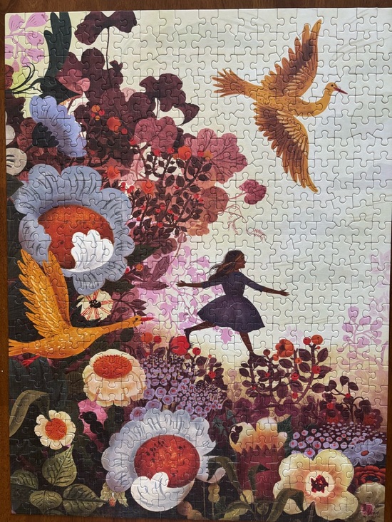 New York Puzzle Company Other - Floral Fantasy Jigsaw Puzzle Artwork - Purple, Pink & Gold -500 pieces